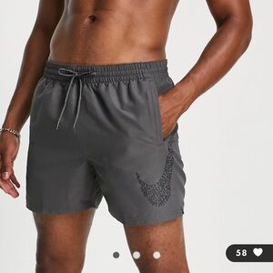 New Nike Swim Men's  Swoosh 9" Gray Swim Shorts Size Medium